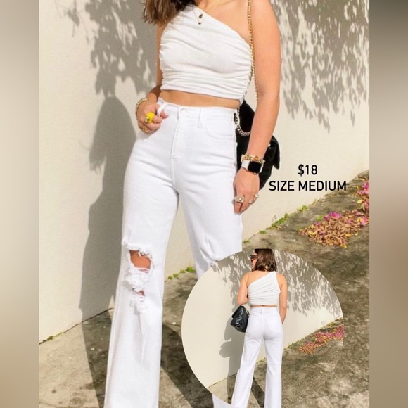 One Shoulder White Top - Picture 2 of 2